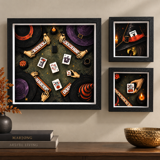 Mahjong Halloween Art Collection (3 framed pieces)
