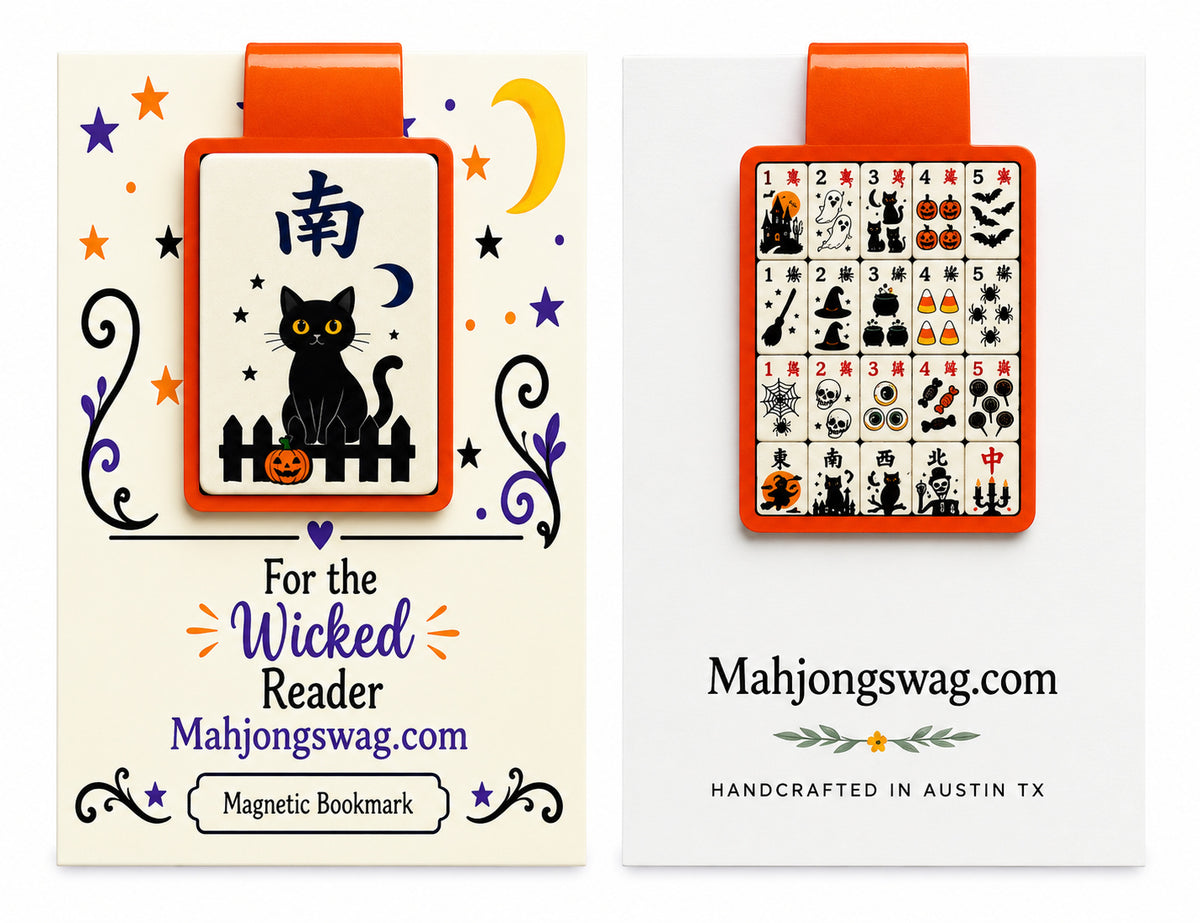 Mahjong and Halloween Themed Magnetic  Bookmarks