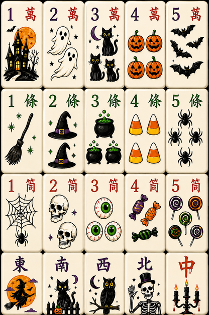 Mahjong and Halloween Themed Magnetic  Bookmarks